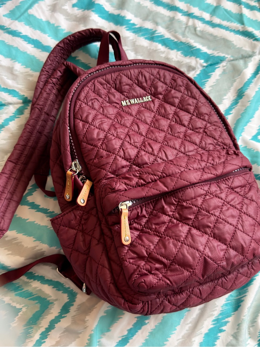 MZ WALLACE Quilted Mini Backpack in Deep Burgundy- Stylish Women’s Bag